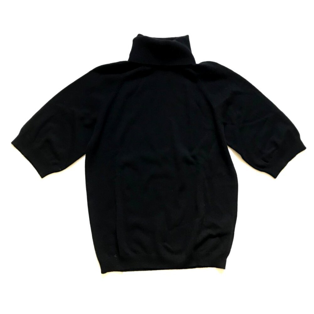 Amina Rubinacci Knit Pullover Sweater Womens 40 XS Black Turtleneck Short Sleeve
